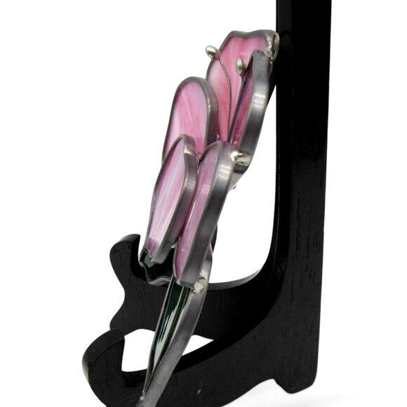 STAINED GLASS Pink Flower 3D Window Hanging Floral Suncatcher - Picture 6 of 10
